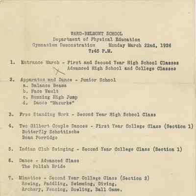 Ward-Belmont 1926 Gymnasium Demonstration