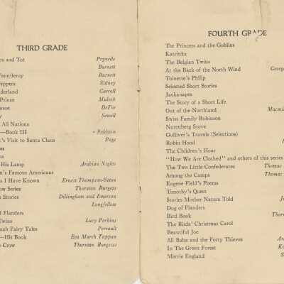 Third and Fourth Grade list of recommended books (titles and authors listed): Page 2
