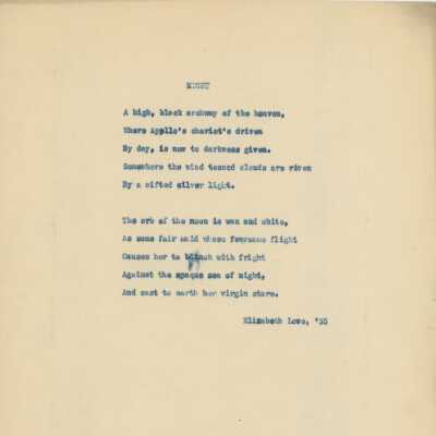 Elizabeth Love Poetry, 1935