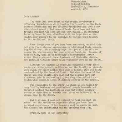 Update Letter to WB Alumnae, April 1951