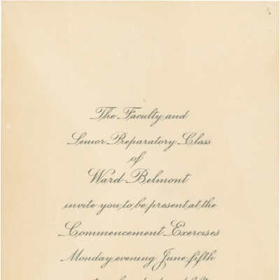 Commencement Invitation: Invitation to the WB School Commencement (two copies in the archives)