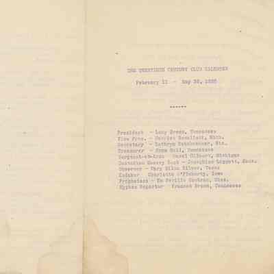 The Twentieth Century Club Calendar 1920