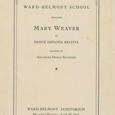 Mary Weaver 1944 Dance Diploma Recital Program (Ward-Belmont)