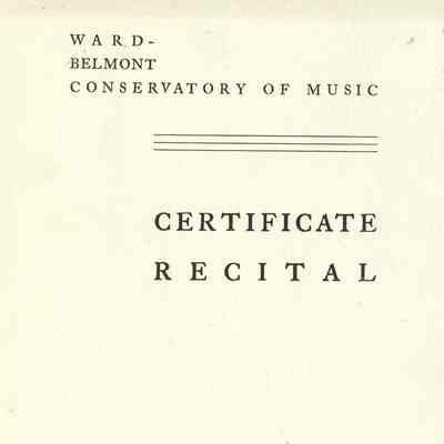 Ward-Belmont Conservatory of Music 1937 Certificate Recital Program