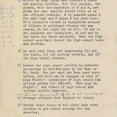 Guide for Computing Averages for Scholarship Cup, 1942