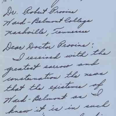 Letter to Robert Provine from An Alumna '24, 1951