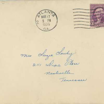 Susan Souby Letter, 1936