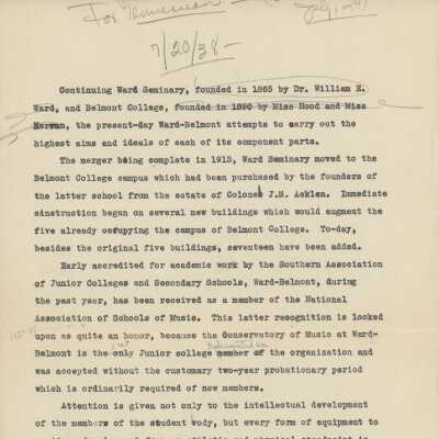 W-B History Article Draft, 1938