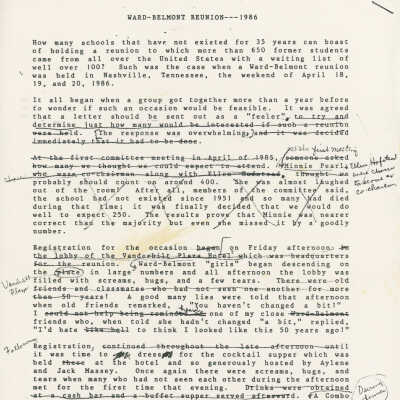 Ward Belmont Reunion 1986 Speech - Gilbertine Moore '35