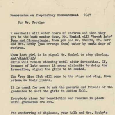 Commencement Memo, 1947