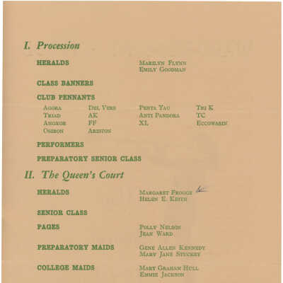 Page 1: Procession, The Queen's Court, A Doll Shop
