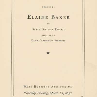 Elaine Baker 1938 Dance Diploma Recital Program (Ward-Belmont)