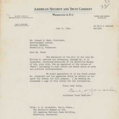 Ackland Estate Letter, 1944