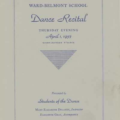 Ward-Belmont 1937 Dance Recital Program