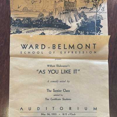 Ward-Belmont "As You Like It" Play Bulletin 1933