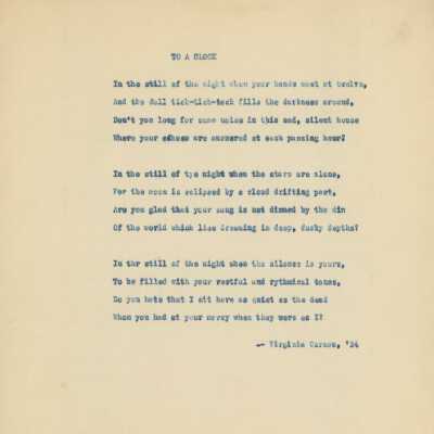 Virginia Carson Poetry, 1934