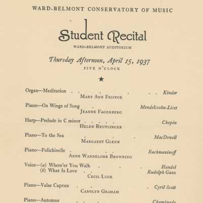 W-B Student Recital Program, 1937