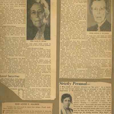 Newspaper clippings of obituary notices for Annie C. Allison, deceased September 29, 1950: Four newspaper clippings of obituary notices, including The Nashville Tennessean and The Nashville Banner