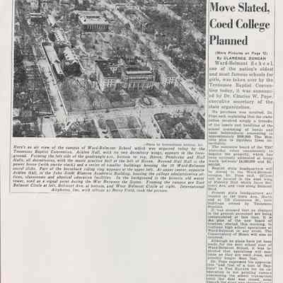 Article on Tennessee Baptist Convention's Takeover of Ward-Belmont
