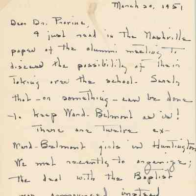 Letter Correspondence Between Mrs. Jones and Robert Provine, March 1951