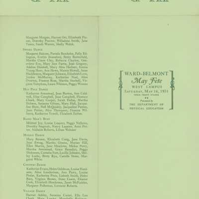 Ward-Belmont 1931 May Fete Program