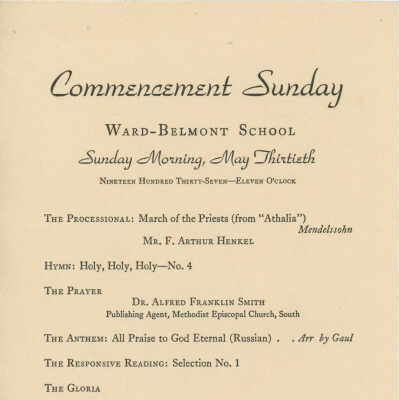 Commencement Sunday Program, May 30, 1937