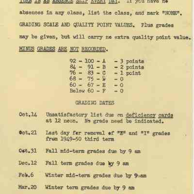 Ward-Belmont Grading Scale, 1950