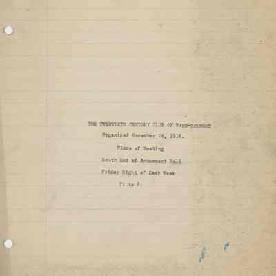 The Twentieth Century Club of Ward-Belmont 1916-17 Meeting Attendance
