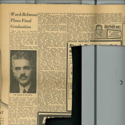 Newspaper clipping: "Ward-Belmont Plans Final Graduation"