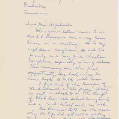 Letter to Mrs. Hofstead, April 1951