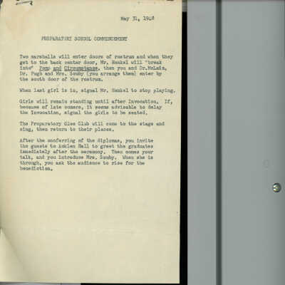 Letter to Unnamed Recipient with directions pertaining to Commencement