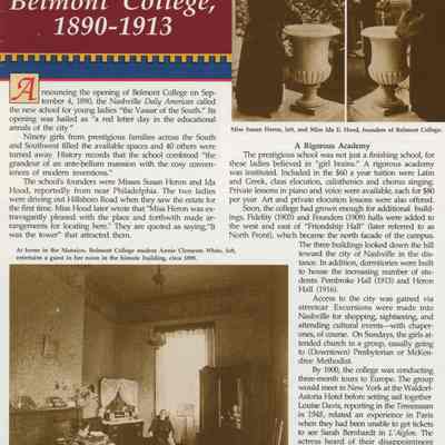 "Belmont: Then and Now" Pamphlet