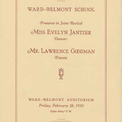 Evelyn Jantzer & Lawrence Goodman 1930 Recital Programs (Ward-Belmont)