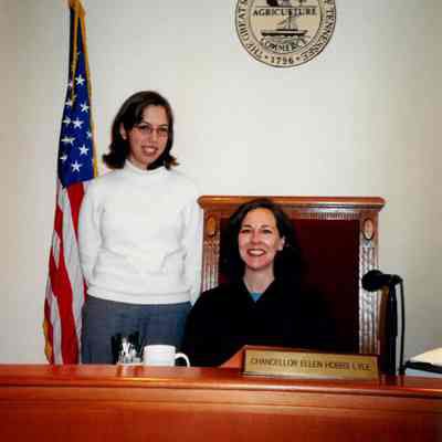 Student and Chancellor Ellen Hobbs Lyle (Winterim 2000?)