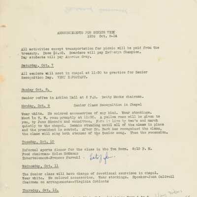 Senior Week Announcements, 1939