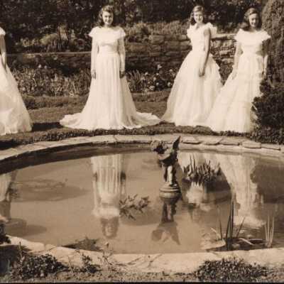 Ward-Belmont 1948 May Queen and Court  Around a Reflecting Pool