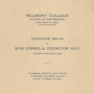 Graduation Recital Program of Miss Cornelia Covington Bass