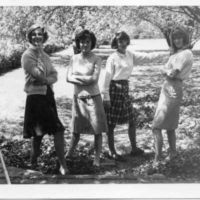Students standing outside in 1964