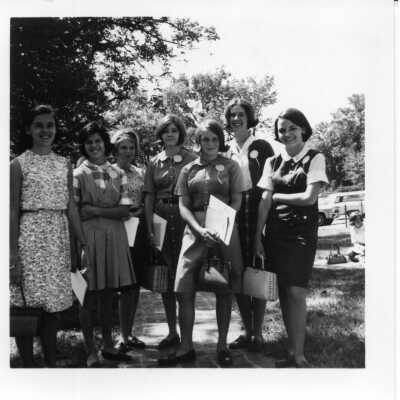 Group of students pose outside in 1967