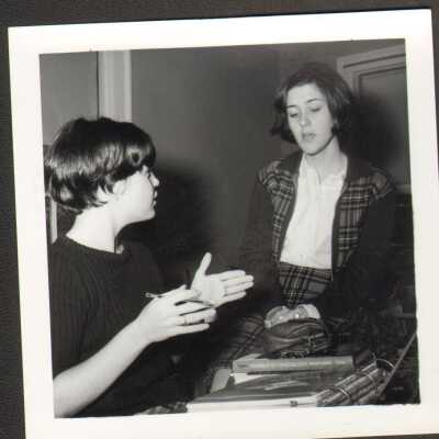 Two students talking in 1969