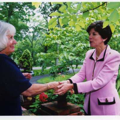4 x 6 photo of Ann Teaff at Grand Alumnae Luncheon on  porch of Souby Hall