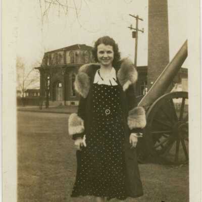Ward-Belmont Founder's Day - A Student Pictured by a Cannon