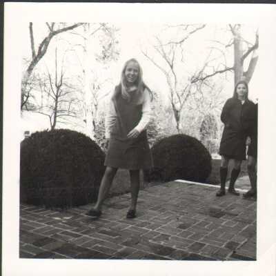 Students on sidewalk, 1969