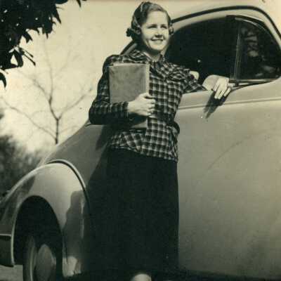 Ward-Belmont Student Next a Period Automobile