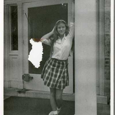 Student poses in front of Souby Hall in the 1970's.