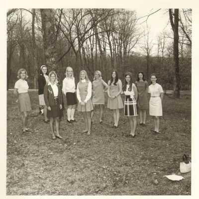 Group of students pose outside, 1960s