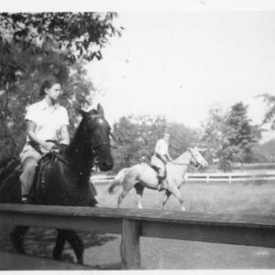 Two women riding horses (date unknown)