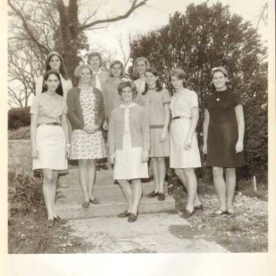 Group of students pose outside in 1968