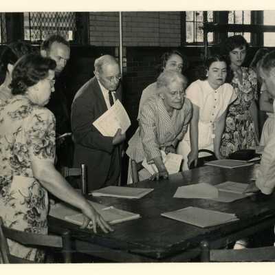 Ward-Belmont Faculty Gathered In a Classroom