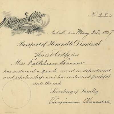 Kathleen Hoover Passport of Honorable Dismissal